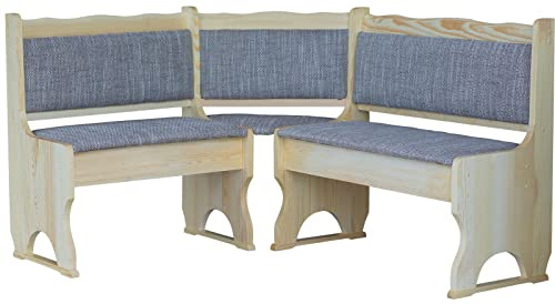 k koma Eckbank Kiefer Lackiert mit Polsterung MASSIVHOLZ BEIGE (140 x 160)