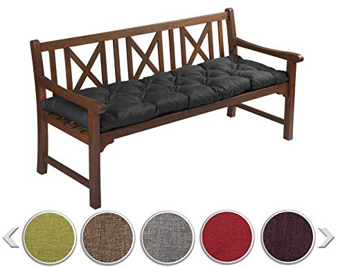 sunnypillow Bankauflage Outdoor - Bankkissen für Bank 120 x 50 cm - Sitzkissen für Hollywoodschaukel - Polsterauflage, Auflage für Gartenbank - Gartenkissen, Stuhlkissen für Gartenmöbel Schwarz
