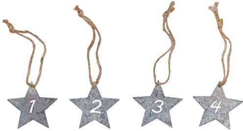 Adventszahlen 1234 Zink silber Stern Kerzenstecker 4 Stück Kerzendekoration Advent 4er Set