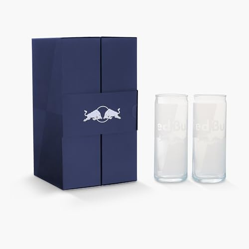 Red Bull Double Pack Glass, Can Design Glasses, Merchandise Gift Set (2x for 220 ml)