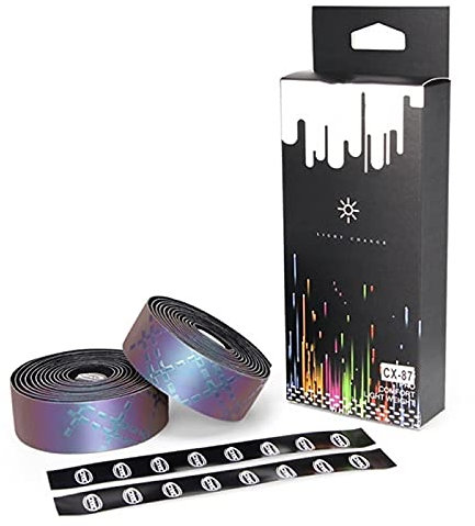 LIANYG Fahrradlenkerband Rennrad nachtleuchtende Lenkerbänder Licht reflektierend Dazzle Radfahren Lenkerband MTB PU-Leder Buntes Fahrrad Gabelgriff Klebeband 552 (Farbe: CX 87 Bar Tape)