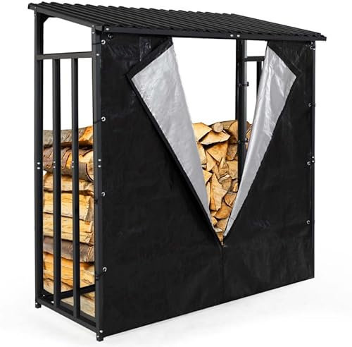 IDMarket - Abri de Stockage en Acier galvanisé pour bûches L.190 cm avec Housse de Protection 150 GR
