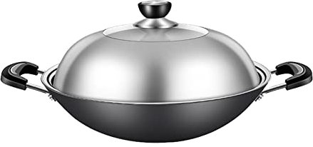 YYUINU Wok en fonte - Style ancien - En fonte - Diamètre : 44 cm