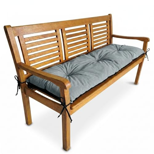 4L Textil Bankauflage Outdoor Gartenbankauflage Hollywoodschaukel | 100x40cm | Grau | Ohne/Mit Rückenlehne | Sitzkissen | Bankkissen | Gartenstuhlauflagen