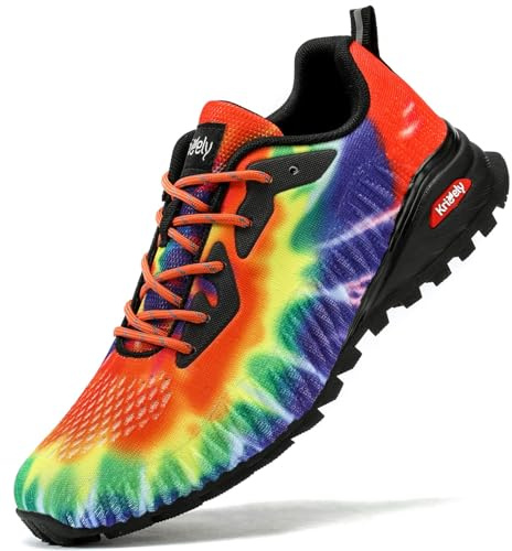 Kricely Trail Running Shoes Mens Breathable Lightweight Trainers Non-Slip Low Rise Walking Shoes
