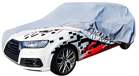 Nava Group Exclusive Abdeckplane Auto Autoplane wasserdicht Frontscheibenabdeckung Autoabdeckung UV-beständig 4-Schicht-Material Auto Schneeschutz Wetterschutz Auto Schutzhülle 455-480 cm Kombi