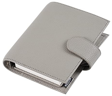 Moterm Pocket Regular Rings Planner - Genuine Leather Binder Organizer (Pebble-Gray, 19mm Ring)