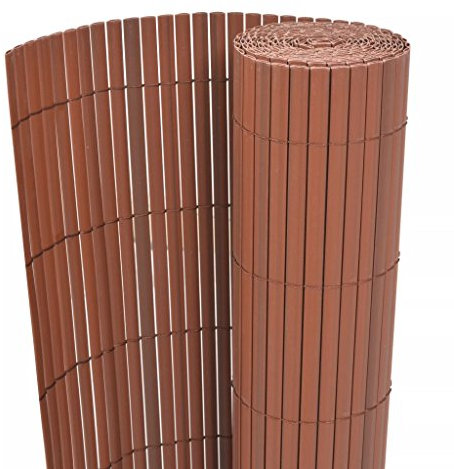 XIAOGUANG Gartenzaun Doppelseitig, Sichtschutz Zaun, ZaunsichtschutzB, Steckzaun, Garten Zaun,Teichzaun, Zaunelemente, Garden Fence, PVC 90 x 500 cm Braun