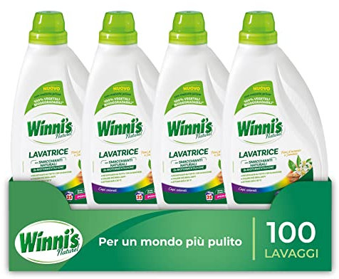 Winni's - Detersivo Lavatrice Ipoallergenico Color in Ecoformato, 100 Lavaggi, con Smacchianti Naturali da Biofermentazione e Materie Prime di Origine Vegetale, 1125 ml x 4 Confezioni