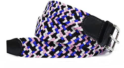 Gloop Unisex elastiskt tygbälte flätat stretchbälte stretchigt bälte för kvinnor och män total längd, Rosa, Gesamtlänge 120cm