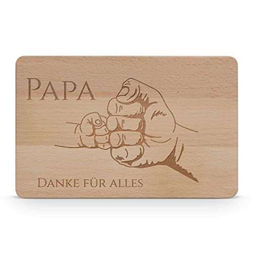 Papa Brettchen aus Holz als Vatertagsgeschenk mit individueller Gravur - Frühstücksbrett personalisiert für den besten Papa der Welt - Geschenke Vatertag