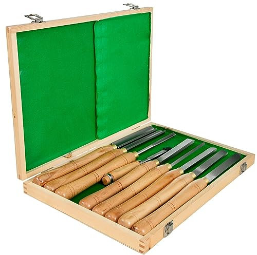 Ensemble De Burin À Tour 8Pcs Tournage Du Bois Tour À Bois À Table De Travail À Haute Vitesse Pour Les Laboratoires Kits De Ciseaux À Bois Gouge À Bois Oblique, Séparation Pour Menuisiers