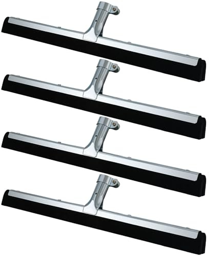 Lasnten 4pcs Dual Moss Foam Squeegee for Floor Double Floor Squeegee Heavy Duty Household Broom EVA Foam Blade, Black Floor Wiper with Rubber for Concrete Garage Shower Bathroom Cleaning (18 Inch)