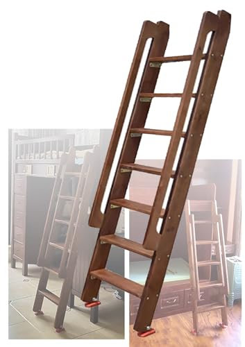 BZJPRFC Etagenleiter Aus Holz, 59 Zoll – rutschfeste Leiter Mit 5 Läufern, Loft-Ersatzleiter Aus Holz, Geneigte Leiter Mit Rutschfesten Füßen, Einfach Zu Montieren