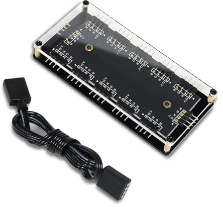 HATMINI Hub LED RGB 12 V, 4 Pin, 11 Vie, Controller Splitter Con Guscio in Acrilico per Espandere l'Interfaccia RGB Della Scheda Madre