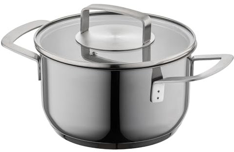 FLORINA Pentola Induzione in Acciaio Inox INFINITY (4,1 l) I 22 cm di Diametro I Coperchio in Vetro I Scala Pratica per Misure I Lavabile in Lavastoviglie I Ideale per Tutti i Tipi di Fornelli