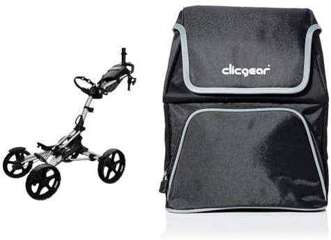 Clicgear Golf-Trolley Clicgear 8.0+, Unisex, silberfarben, UK-Einheitsgröße + Clicgear 8 Golftrolley-Kühltasche