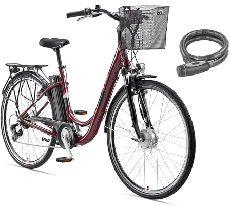 TELEFUNKEN City Elektrofahrrad für Damen und Herren E-Bike 28 Zoll | 536,5 Wh Akku | Pedelec mit 40 Nm Frontmotor | 7-Gang Shimano Kettenschaltung | Citybike mit Fahrradkorb & Fahrradschloss