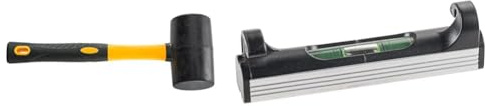 HARDY Universal 2K Gummihammer 2-Komponentenstiel & kwb Schnur-Wasserwaage für Richtschnüre/Maurerarbeiten und Pflaster-Arbeiten