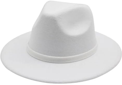 FULUJIDI Fedora Trilby Filzhut Hut Frauen Hut Frauen Hut Männer Solid Band Casual Hochzeits Hut 52-54Cm (Kinder) Weiß