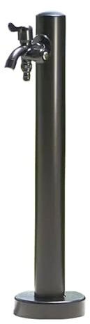 Wasserhahn Garten, Säulenwasserhahn für den Garten im Freien, vertikaler runder Säulen-Doppelwasserhahn, Schwarze Düse aus Edelstahl(95 * 6cm/37 * 2in)