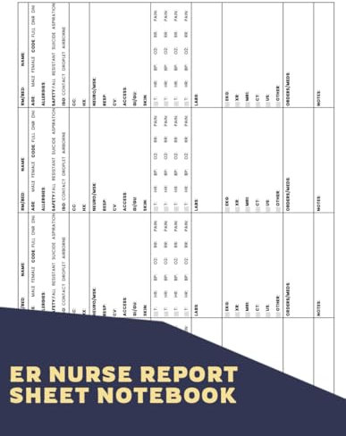 ER Nurse Report Sheet Notebook: Emergency Nurse Report To Help You To Efficiently Document Crucial Information For Up To 4 Patients On A Single Page