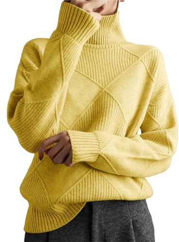 YCBMINGCAN Suéter de invierno a rayas para mujer, suelto, informal, ropa de punto literario, jersey de punto fino para mujer