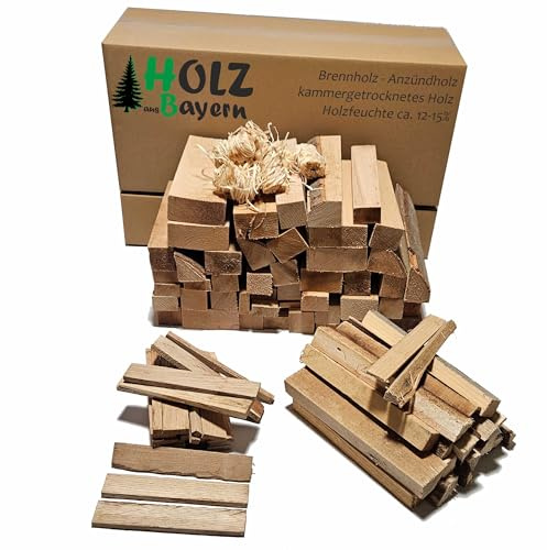 Anfeuerholz Anzündholz Anmachholz Brennholz Kaminholz Kaminscheit Ofenfertig trocken Smoker Grill BBQ Holzstücke Feuerschale Lagerfeuer (Anzündholz 4Kg)