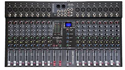YQVEOT Audio Mixer, DJ Controller Sound Mixer, Professional 16-Channel Mixer Single Output BT With Effect Reverb Can Be Used For Singing Performances, Ideal for Home Party and Karaoke