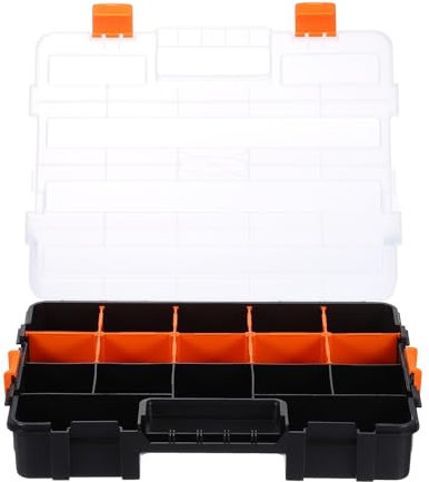 sourcing map Toolbox Organizer Portable Plastic Hardware Organizer Box Small Accessories Compartment Toolbox with Dividers for Screws Nails
