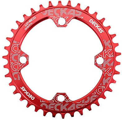 HESHUWEN Kettenblatt Runder Fahrradkettenrad 10 4BCD 40 42 44 46 48T 50 52 Zahn MTB Bike Mountainbike-Ketten-Ringkettenrad 104 BCD Kettenblatt 38 ZäHne(38T,Red)