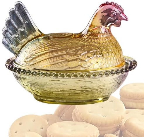 Generisch Bauernhoftier-Keksdose, Huhn-Süßigkeitshalter,Snackglas in Geflügelform aus Glas mit Deckel - Hühner-Vorratsdosen für Süßigkeiten, Snacks, Schokolade, Kekse, Müsli