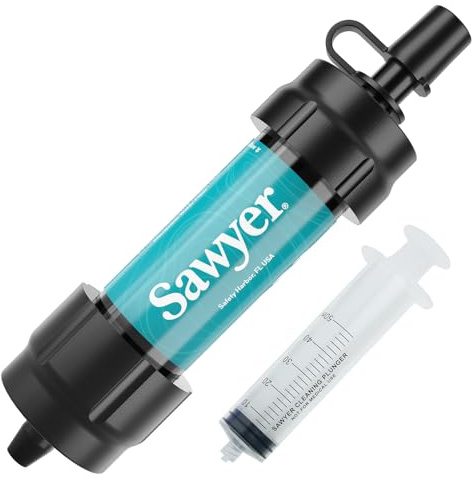Sawyer Products SP340 Mini sistema de filtración de agua, filtro y émbolo de limpieza, individual, verde azulado