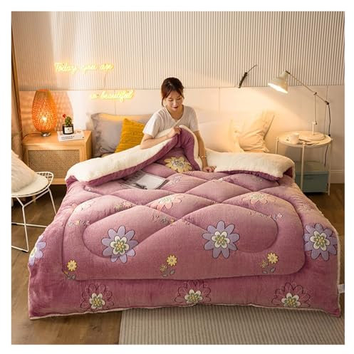 Kaschmirdecke für gemütliche Nächte – weiche, warme Bettwäsche für den Winter, einfache und doppelte Bettdecke mit Watte – halten Sie die ganze Nacht bequem und warm