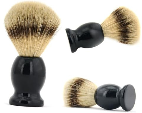 FOMIYES Set Rasatura Uomo Pennello da Barba in Tasso Nero Leggero Base in Plastica e Nylon, Facile da Conservare per Uso Domestico