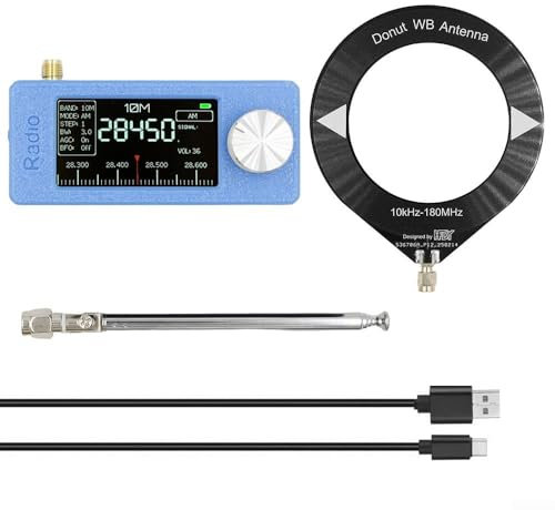 SI4732 Radio de poche, radio DAB portable, 0,5-108 MHz pleine bande de diffusion LSB USB AM FM Mini radio avec écran IPS HD de 1,9 ESP32-S3 contrôle (antenne noire)