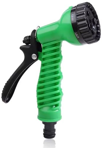 CABLEPELADO Pistola de Riego Ajustable, Boquilla de Manguera con 7 Modos de Pulverización, Ideal para Jardín, Limpieza de Automóvil y Baño de Mascotas, Incluye 4 Adaptadores Universales
