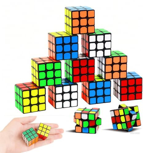 Zauberwürfel Speed Cube 3x3 Mini Würfelpuzzle, Mitgebsel Magic Würfel Glatter und Schneller Puzzle-Würfel, Einfaches Drehen Spiel Knobelspiel Kindergeburtstag Gastgeschenke, 3x3x3 cm, Schwarz, 12 STK