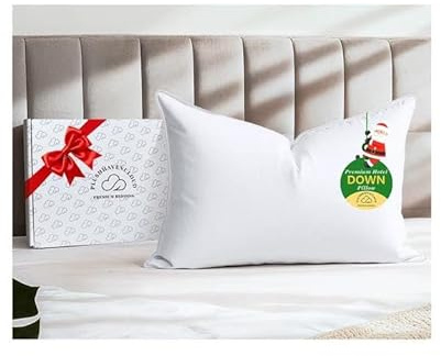 PlushHavenCloud White Goose Down Pillow - Luxury Hotel Bed Pillow with 100% Natural 1000+ Fill Power Goose Feather Down Pillow for Sleeping, 700TC Cotton Shell, Standard Size- Firm, 1 Pack