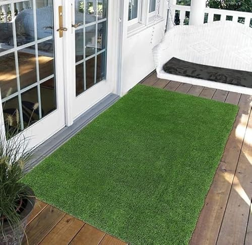 Rollo de césped artificial realista de 2 x 5 m, césped sintético con agujeros de drenaje, alfombra de césped para interiores y exteriores, perfecta para orinal de perros, alfombra ecológica