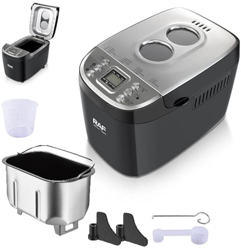 15-in-1 Bread Maker, Programmable Digital Bread Machine, Automatic Nonstick Ceramic Pan for Gluten-Free, Sourdough, and Yogurt Making