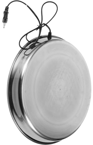 BELLIFFY Base Calentadora para Bebederos de Aves Acero Inoxidable Calefactor Seguro para Agua Granjas y Hogares Compatible con Bebedores y Cubos Voltaje