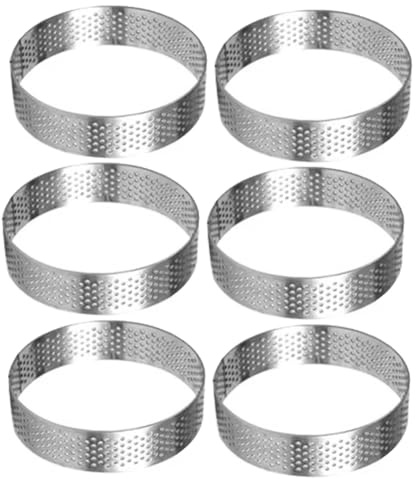 Yeraa 6 moldes circulares de 18 cm con agujeros de acero inoxidable para tartas de frutas, quiches, pasteles, espumas, utensilios de cocina