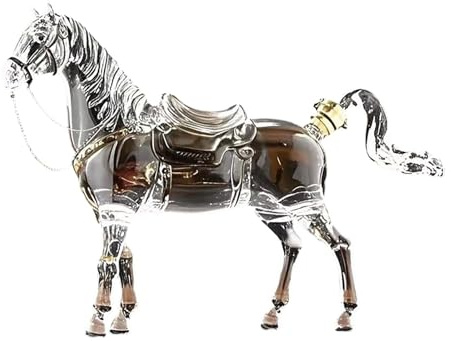 Carafe en Verre Borosilicate à Motif Cheval galopant pour vin et Whisky, avec Fonction d'aération et Design Animalier élégant (Clear, 32X20cm)
