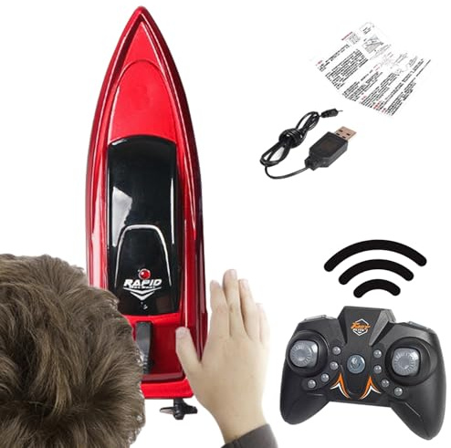 Fjärrstyrd Båt 2.4GHz Stuntracing Vattenleksaker Avsedda För Pool | Vattenbåt med Fjärrkontroll Avsedd för Barn i Åldrarna 4 till 12 År, Pojkar och Flickor, Lämpad för Användning i Pool, Sjö,