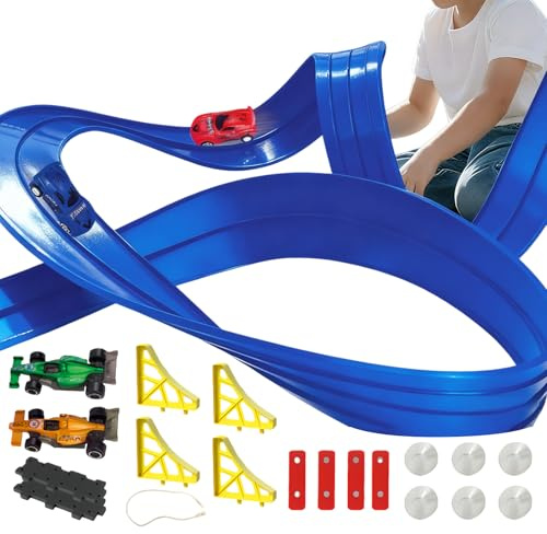 Juego de Autos de : Pista de Carreras de Juguete, Juego de vehículos de Transporte, Accesorio de Autos de Velocidad con construcción Duradera | Niños Niños Pequeños Casa de Vacaciones Via