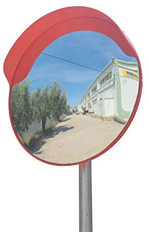 SNS SAFETY LTD Miroir routier convexe, orange, 60 cm, pour la sécurité routière et commerces, avec support de fixation réglable pour des poteaux de 60 mm