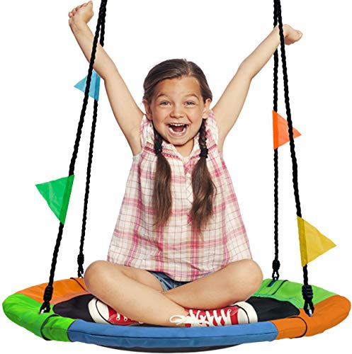 Sorbus Saucer Swing, Kids Tree Glider with Adjustable Ropes (24 Inch)