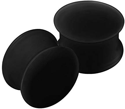 KJM FASHION 2 STK Silicone Black Double Flared Piercing Schmuck Plug