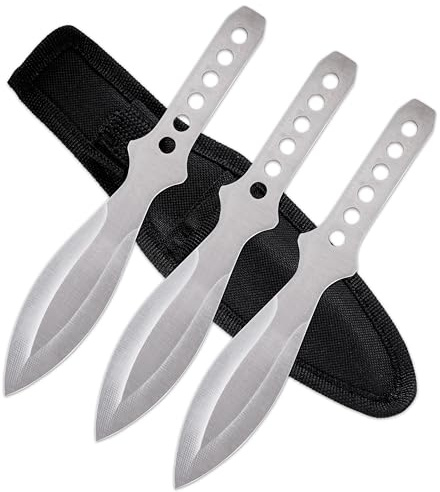 KOSxBO® Set Darts Wurfmesser Silver Edition inkl. Etui 3 hochwertige Kunai Messer - silbernes Wurfmesser Set - Messer werfen für Profis